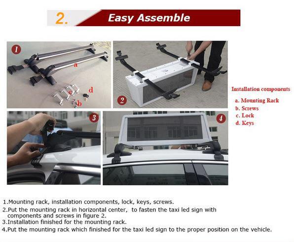 New flashing led message sign p6 led display for taxi top advertisement