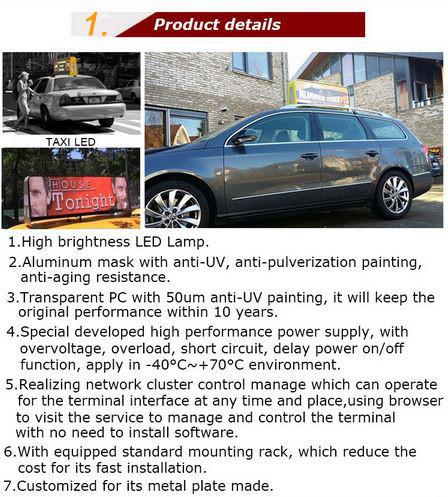 New flashing led message sign p6 led display for taxi top advertisement