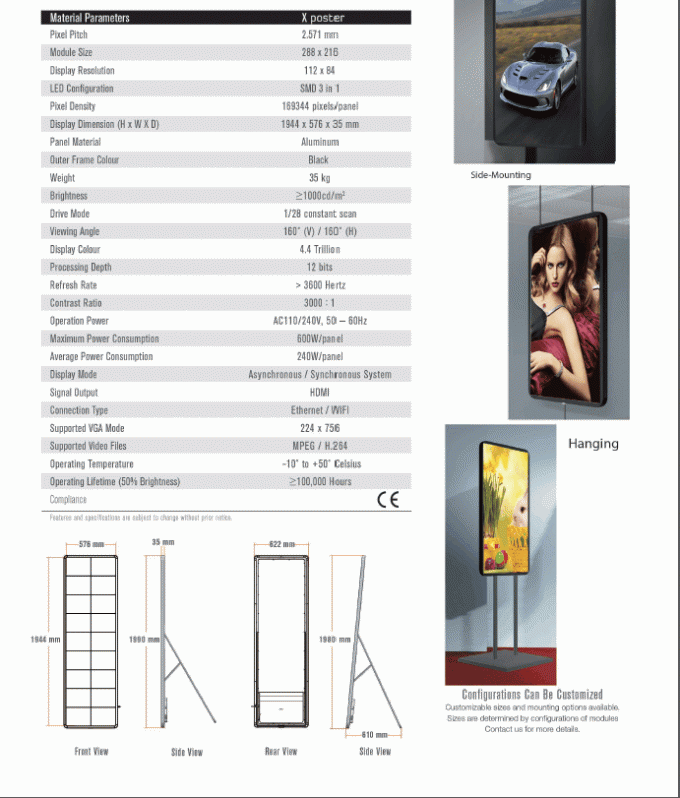 Banner Stand Custom Led Panels Poster Screen , Digital Led Display Board Durable 2